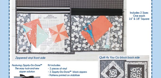 Quilt As You Go Set of 2 Project Bags - Black Zipper